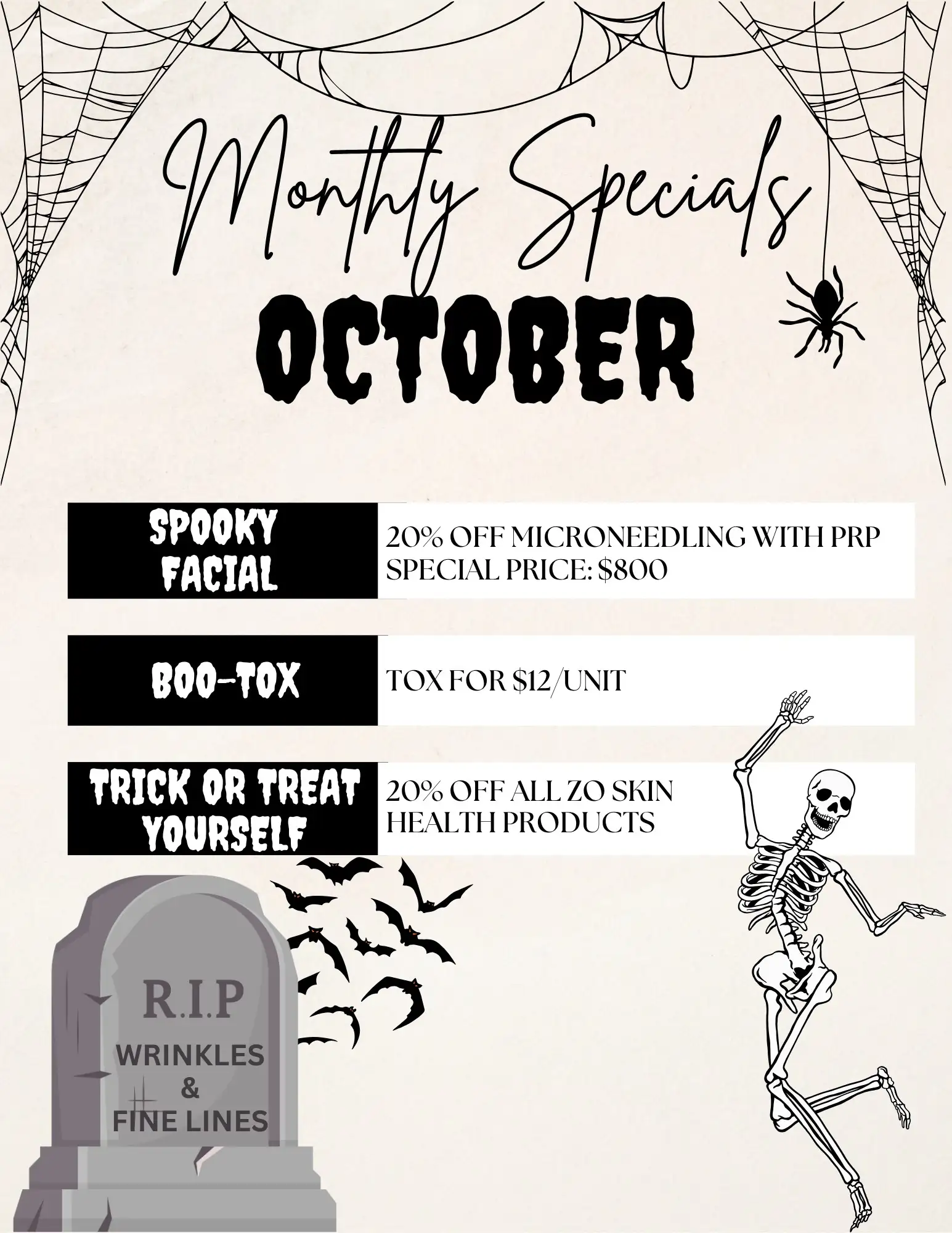 Anti-Aging & Laser Institute October Specials Promotion Banner